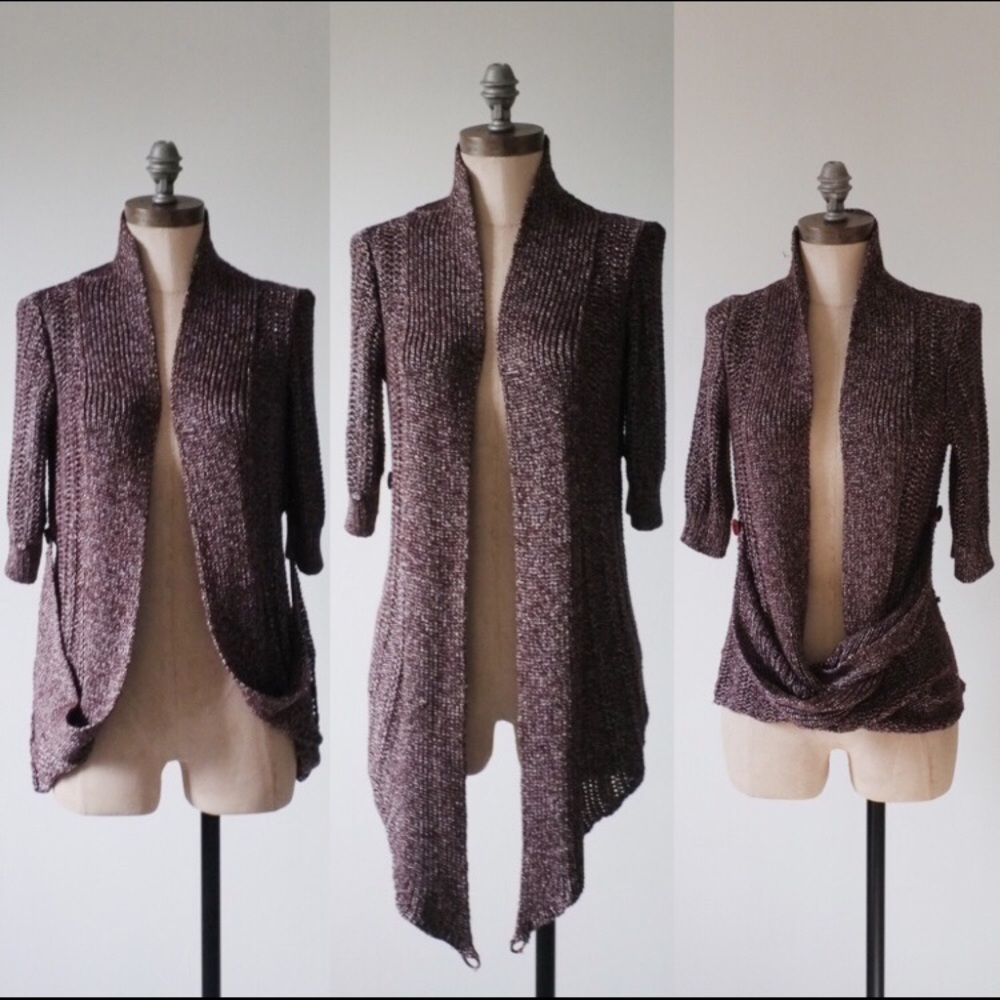 Anthropologie Moth Draped Shimmer Pin Up Cardigan